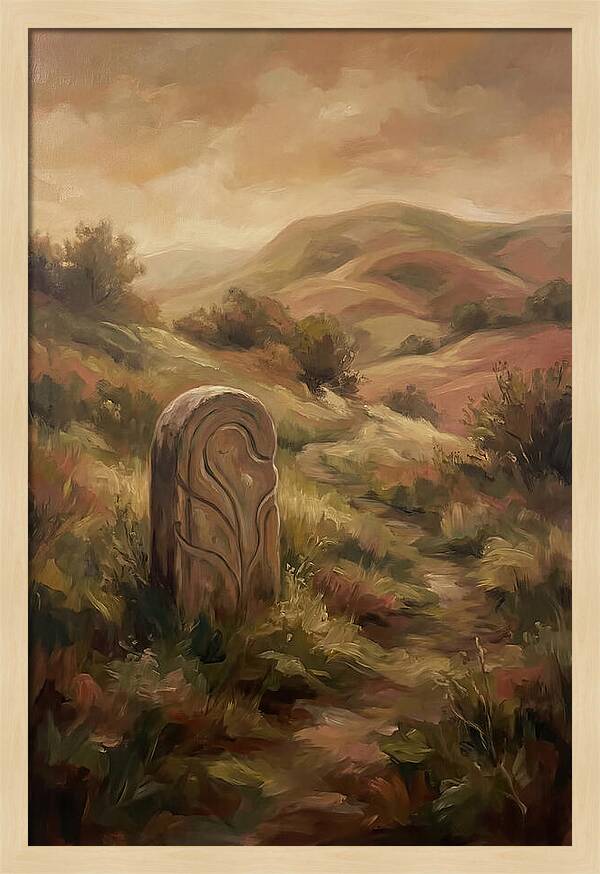 Stone Boundary Marker On Remote Hillside