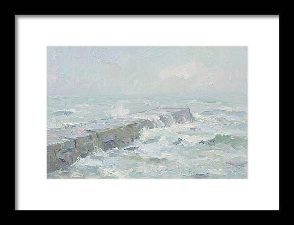 Stone Breakwater Embraced By Waves