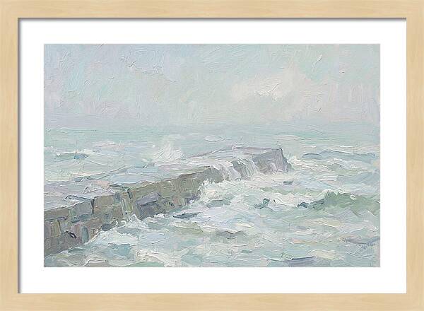 Stone Breakwater Embraced By Waves
