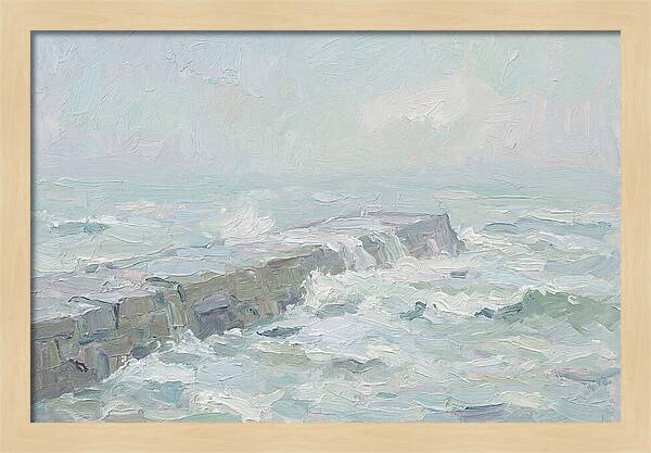 Stone Breakwater Embraced By Waves