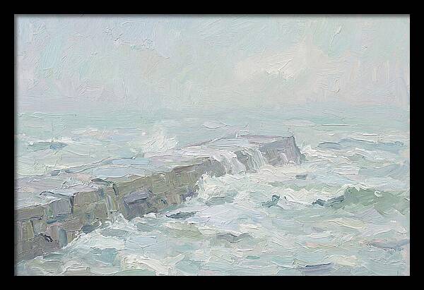 Stone Breakwater Embraced By Waves