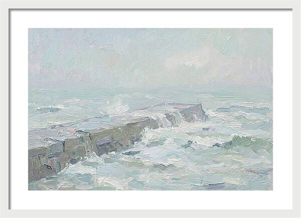 Stone Breakwater Embraced By Waves