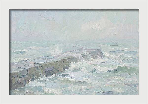 Stone Breakwater Embraced By Waves