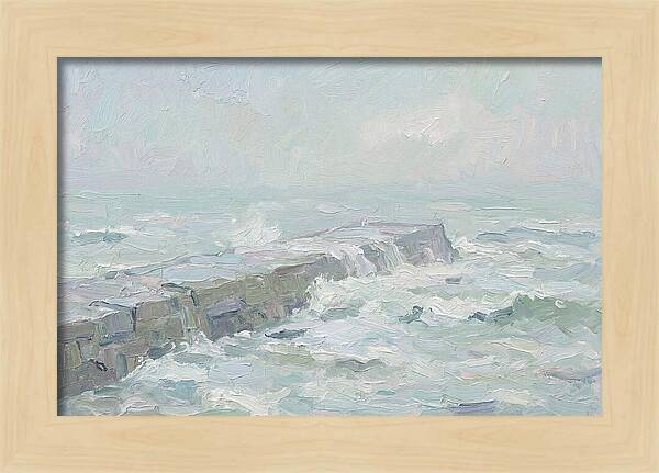 Stone Breakwater Embraced By Waves