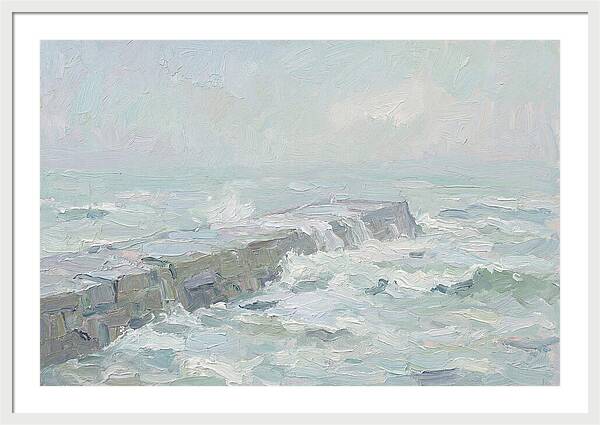 Stone Breakwater Embraced By Waves