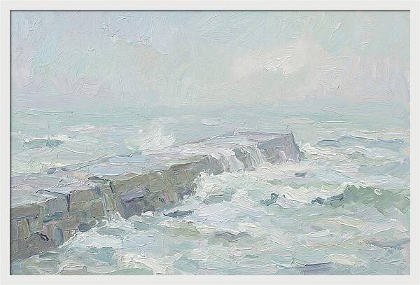 Stone Breakwater Embraced By Waves