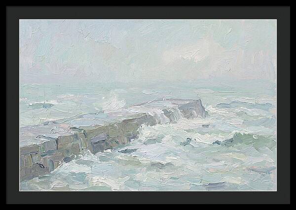 Stone Breakwater Embraced By Waves