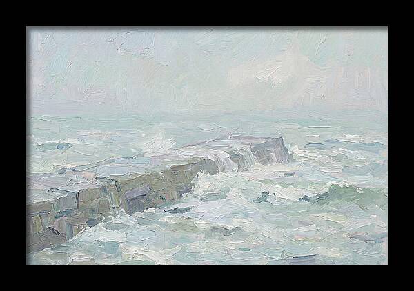 Stone Breakwater Embraced By Waves