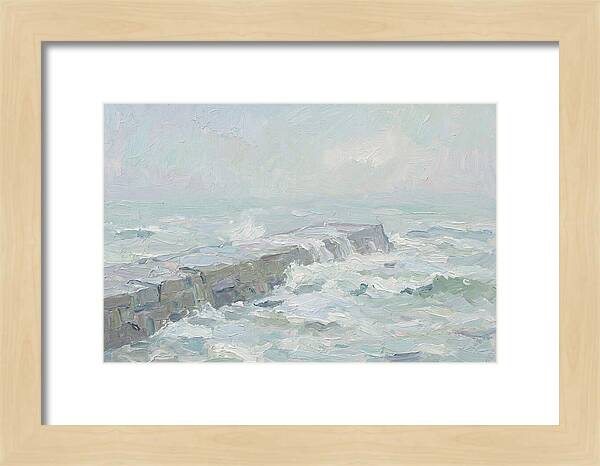 Stone Breakwater Embraced By Waves