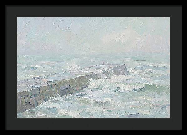 Stone Breakwater Embraced By Waves