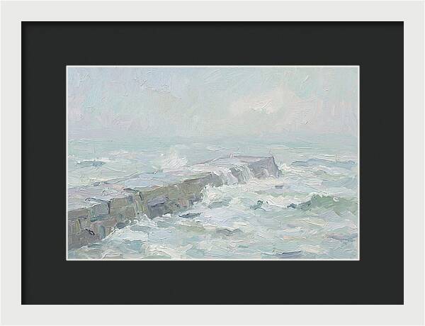 Stone Breakwater Embraced By Waves