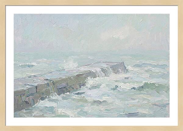 Stone Breakwater Embraced By Waves