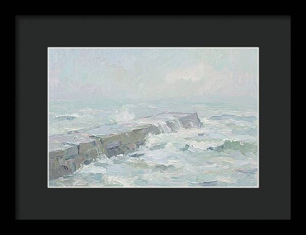Stone Breakwater Embraced By Waves