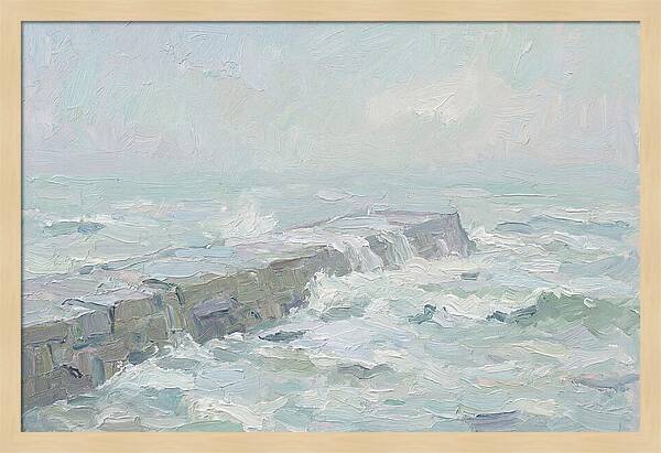 Stone Breakwater Embraced By Waves