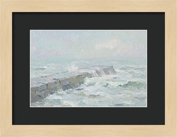 Stone Breakwater Embraced By Waves