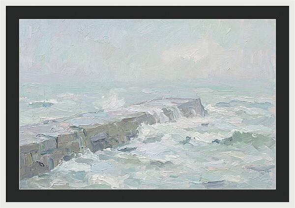 Stone Breakwater Embraced By Waves