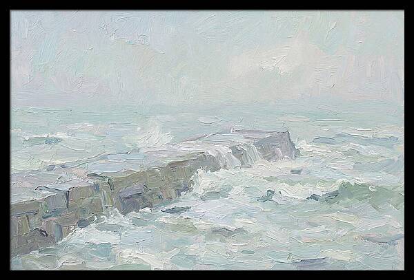 Stone Breakwater Embraced By Waves