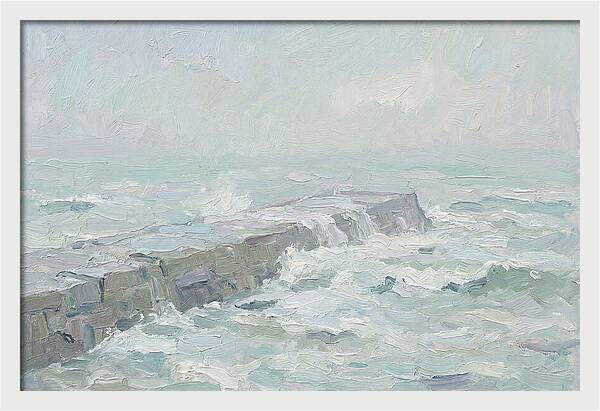 Stone Breakwater Embraced By Waves