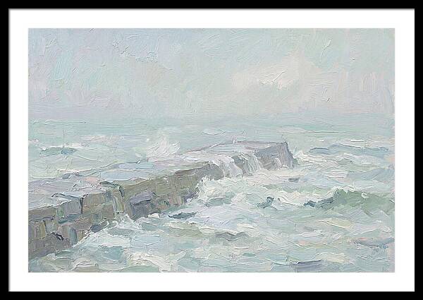 Stone Breakwater Embraced By Waves
