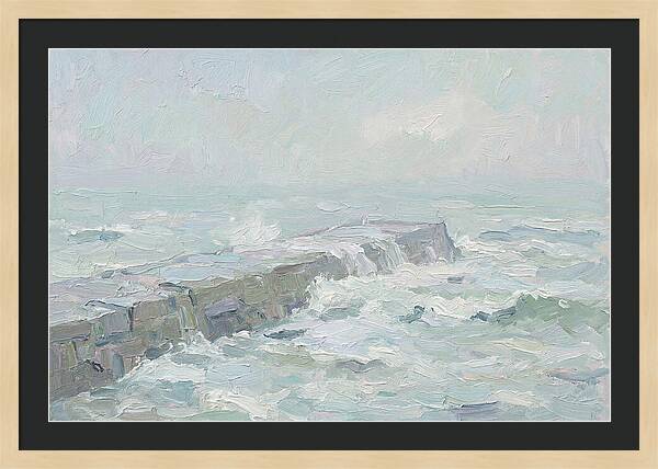 Stone Breakwater Embraced By Waves