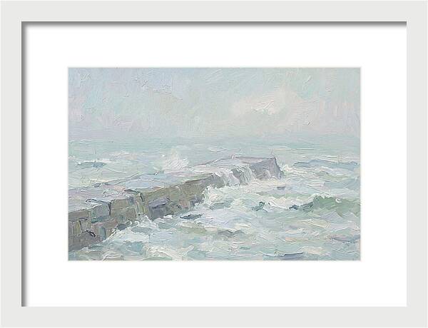 Stone Breakwater Embraced By Waves