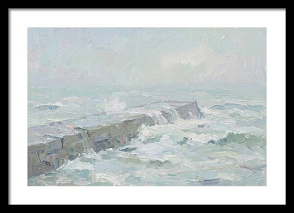 Stone Breakwater Embraced By Waves