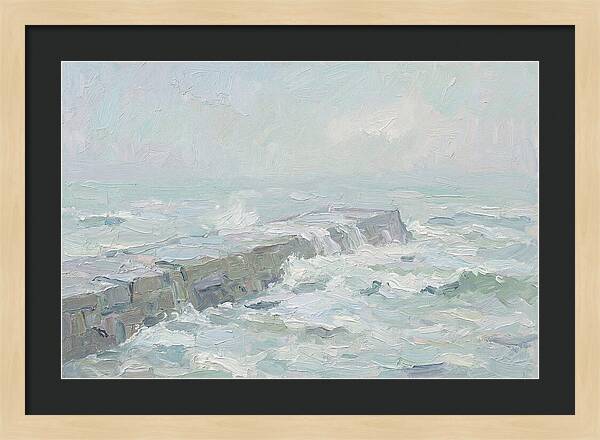 Stone Breakwater Embraced By Waves