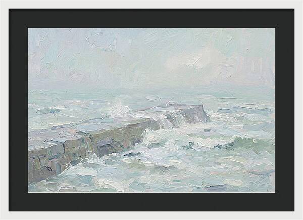 Stone Breakwater Embraced By Waves