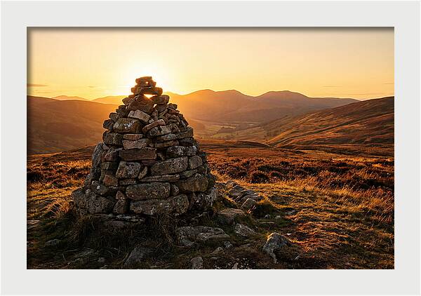 Stone Cairn At Sunset