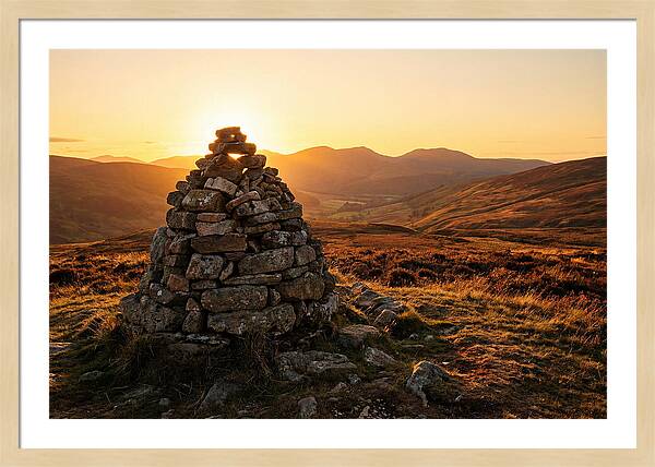 Stone Cairn At Sunset