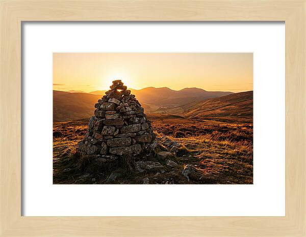 Stone Cairn At Sunset