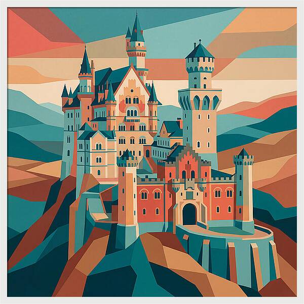 Stone Castle In Vibrant Hues