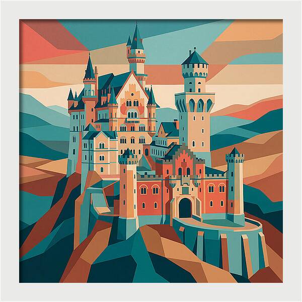 Stone Castle In Vibrant Hues