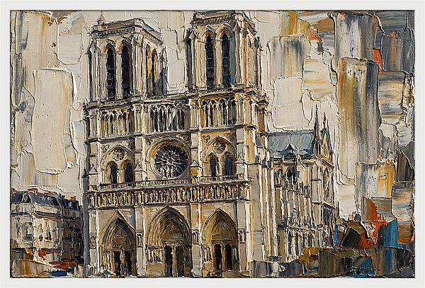 Stone Cathedral In Palette Knife Style