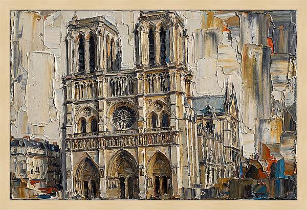 Stone Cathedral In Palette Knife Style