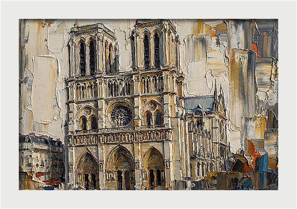 Stone Cathedral In Palette Knife Style