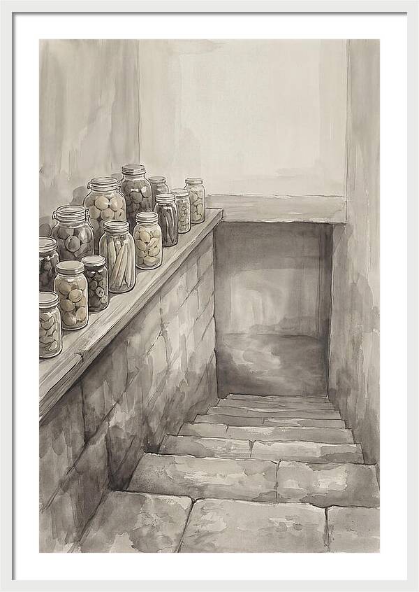 Stone Cellar Steps With Preserves