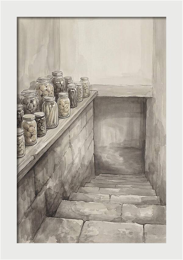 Stone Cellar Steps With Preserves