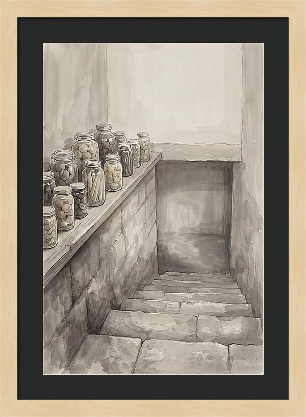Stone Cellar Steps With Preserves