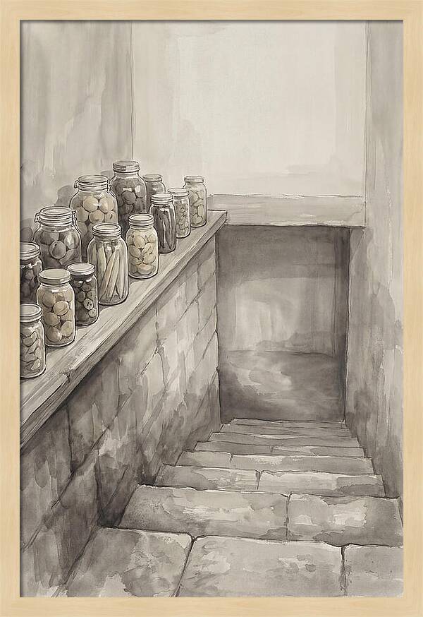 Stone Cellar Steps With Preserves