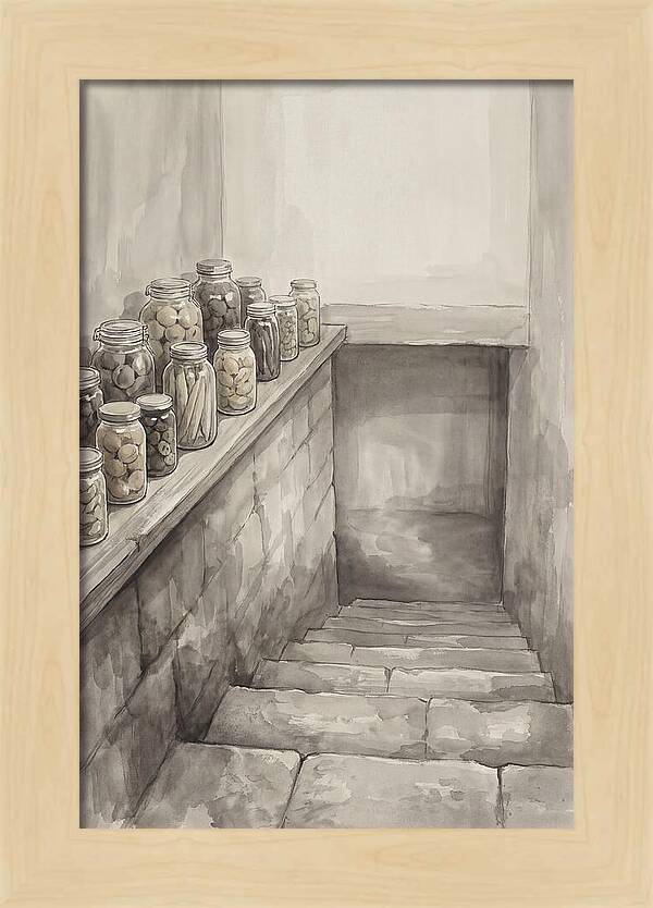 Stone Cellar Steps With Preserves