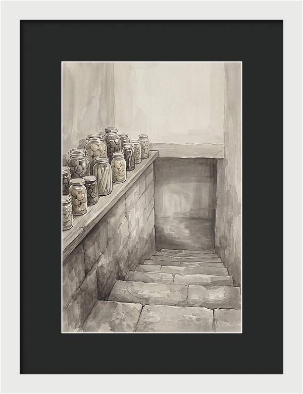 Stone Cellar Steps With Preserves