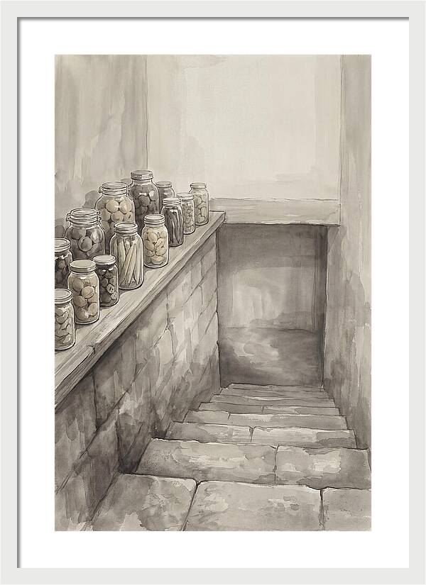 Stone Cellar Steps With Preserves