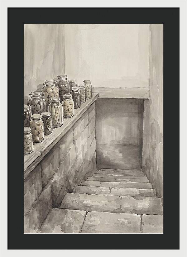 Stone Cellar Steps With Preserves