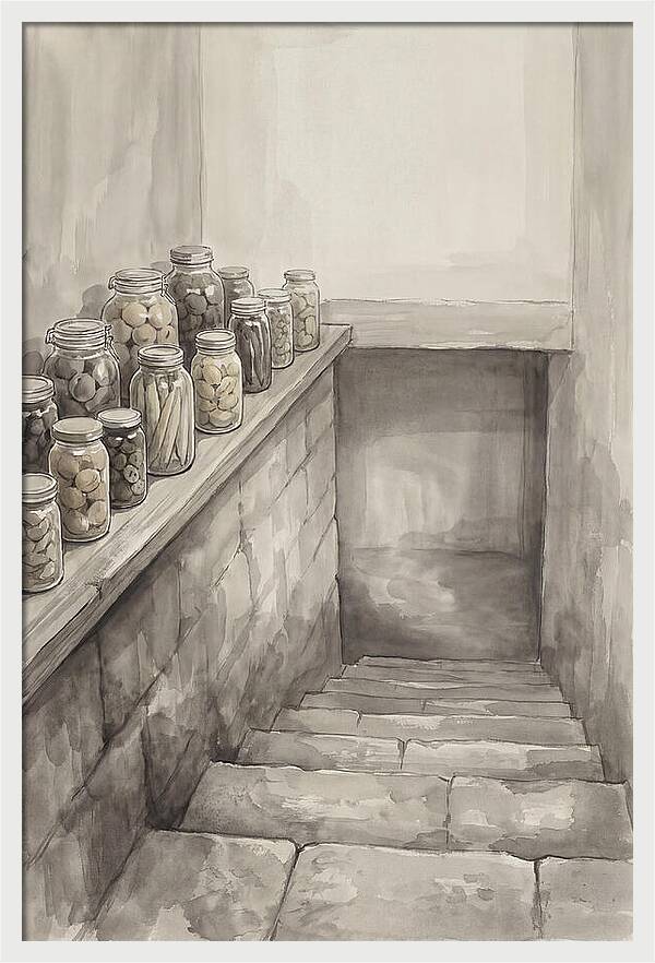 Stone Cellar Steps With Preserves