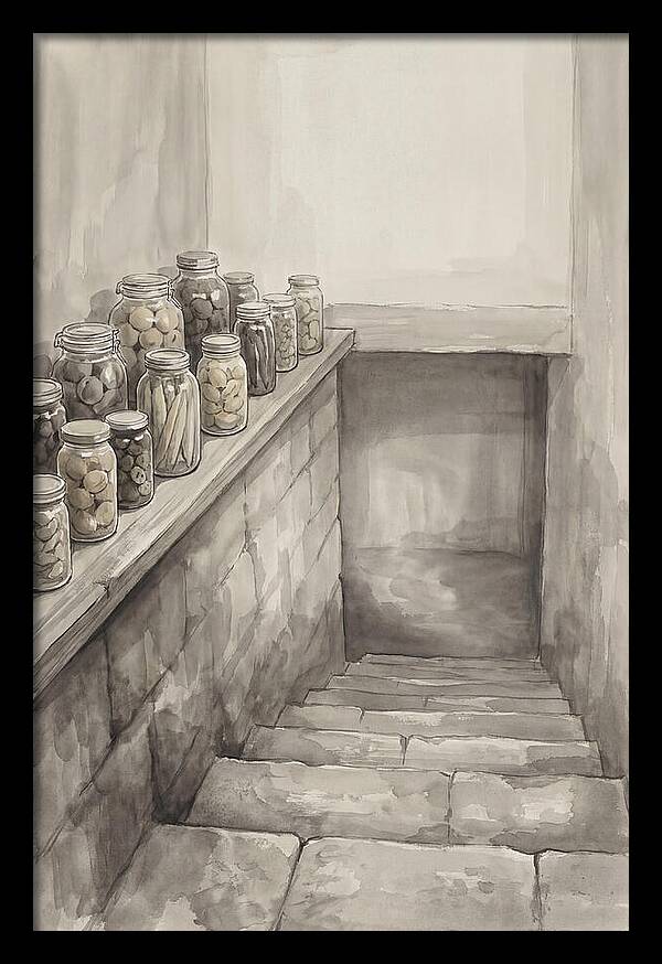 Stone Cellar Steps With Preserves