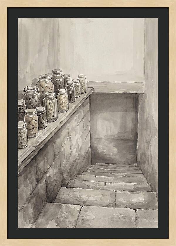 Stone Cellar Steps With Preserves