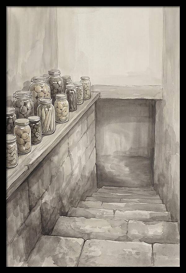 Stone Cellar Steps With Preserves