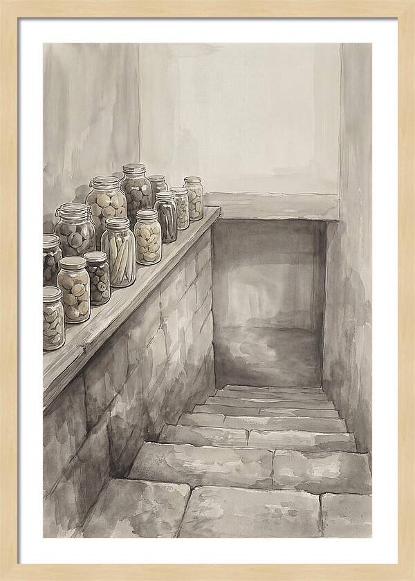 Stone Cellar Steps With Preserves