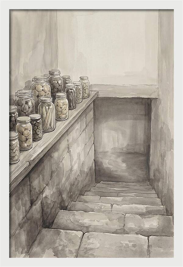 Stone Cellar Steps With Preserves